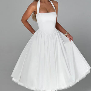 Hanging Collar Sexy Slim Fit Backless Mid-length Sweet Mesh Temperament Dress Jovera Joyce