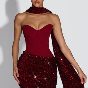 Asymmetrical Pleated Draped Mini Dress With A Neck-tie Ribbon Jovera Joyce