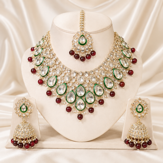 Trending Fancy Collection High Quality 18K Gold-Plated Zircon Copper Ethnic Kundan Engagement Bridal Wedding Party Choker Jovera Joyce