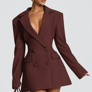 New-style Casual Slim-fit Suit Long-sleeve Bud-shaped Faux-pocket Dress Jovera Joyce