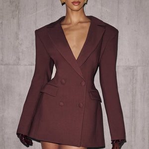 New-style Casual Slim-fit Suit Long-sleeve Bud-shaped Faux-pocket Dress Jovera Joyce