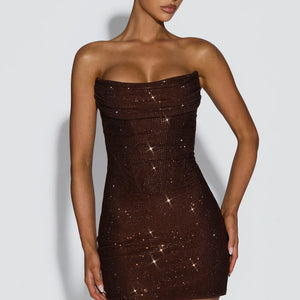 Womens Sequin Bandeau Bodycon Dress Jovera Joyce