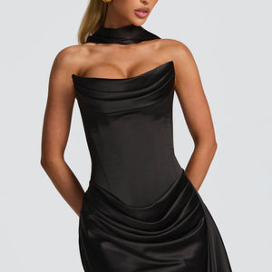 White Short Satin Sleeveless Fishtail Dress Jovera Joyce