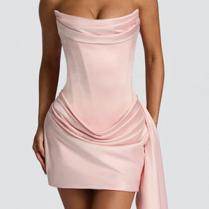 White Short Satin Sleeveless Fishtail Dress Jovera Joyce