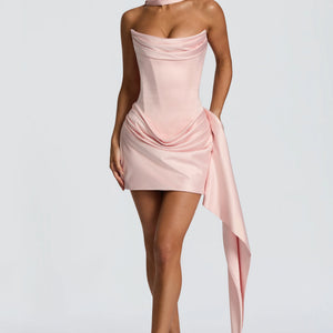 White Short Satin Sleeveless Fishtail Dress Jovera Joyce