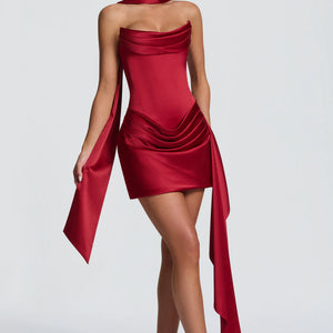 White Short Satin Sleeveless Fishtail Dress Jovera Joyce