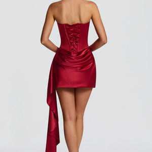 White Short Satin Sleeveless Fishtail Dress Jovera Joyce