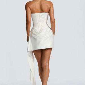 White Short Satin Sleeveless Fishtail Dress Jovera Joyce