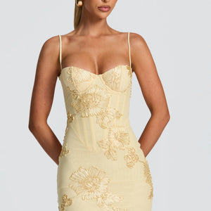 Womens Heavy-Duty 3D Floral Bustier Fishbone Short Camisole Dress Jovera Joyce