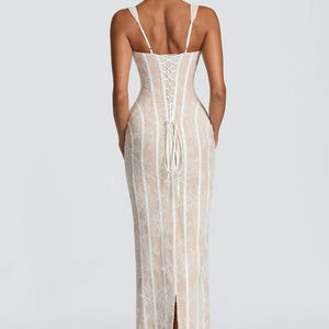 Womens Mesh Vertical-striped Sheath Dress Jovera Joyce