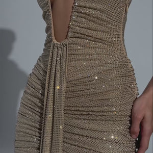 Aurelia Crystal Halter Mini Dress