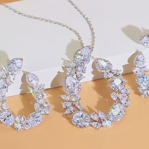 Trendy Fashion Cross Chain Link Big Necklace and Earrings Party Pendant Jewelry Set for Women Accessories