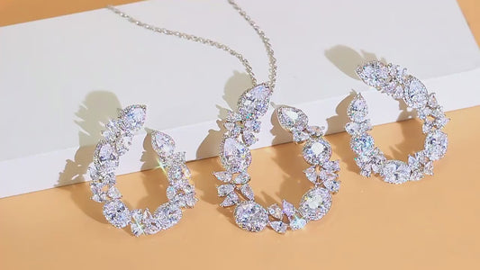 Trendy Fashion Cross Chain Link Big Necklace and Earrings Party Pendant Jewelry Set for Women Accessories