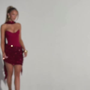 Valentina Sequin Draped Mini Dress