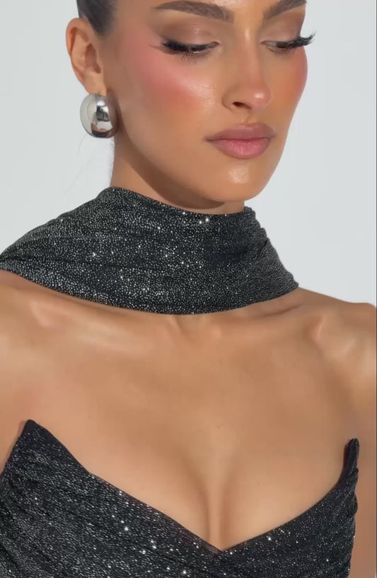 Celestine Sparkle Off-Shoulder Maxi Dress