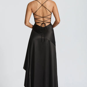 Women's Backless Ruffles Irregular Dress Summer Fashion Evening Party Club Split Suspender Maxi Dresses Clothing Jovera Joyce