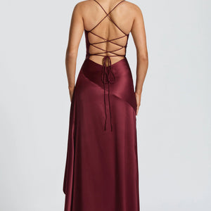 Women's Backless Ruffles Irregular Dress Summer Fashion Evening Party Club Split Suspender Maxi Dresses Clothing Jovera Joyce