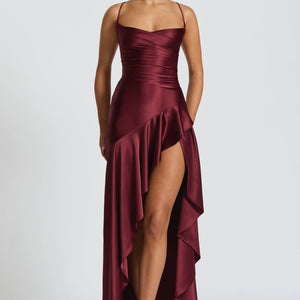 Women's Backless Ruffles Irregular Dress Summer Fashion Evening Party Club Split Suspender Maxi Dresses Clothing Jovera Joyce
