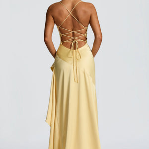 Women's Backless Ruffles Irregular Dress Summer Fashion Evening Party Club Split Suspender Maxi Dresses Clothing Jovera Joyce