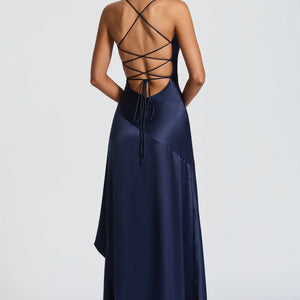 Women's Backless Ruffles Irregular Dress Summer Fashion Evening Party Club Split Suspender Maxi Dresses Clothing Jovera Joyce