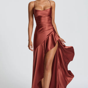 Women's Backless Ruffles Irregular Dress Summer Fashion Evening Party Club Split Suspender Maxi Dresses Clothing Jovera Joyce