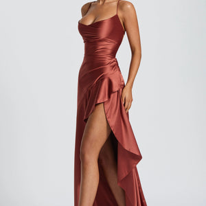 Women's Backless Ruffles Irregular Dress Summer Fashion Evening Party Club Split Suspender Maxi Dresses Clothing Jovera Joyce