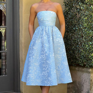 Women's Slim-fit Jacquard Satin Tube Top Dress Jovera Joyce