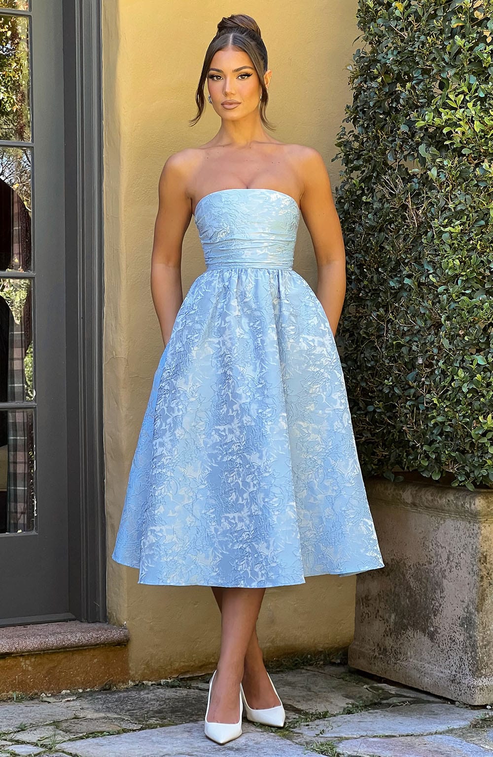 Women's Slim-fit Jacquard Satin Tube Top Dress Jovera Joyce