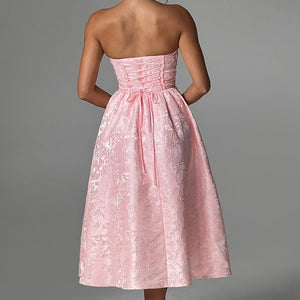 Women's Slim-fit Jacquard Satin Tube Top Dress Jovera Joyce