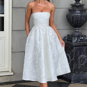 Women's Slim-fit Jacquard Satin Tube Top Dress Jovera Joyce