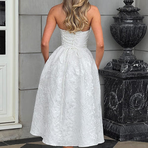 Women's Slim-fit Jacquard Satin Tube Top Dress Jovera Joyce