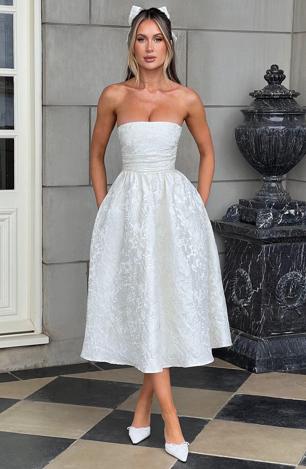 Women's Slim-fit Jacquard Satin Tube Top Dress Jovera Joyce