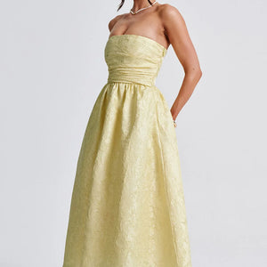 Women's Slim-fit Jacquard Satin Tube Top Dress Jovera Joyce