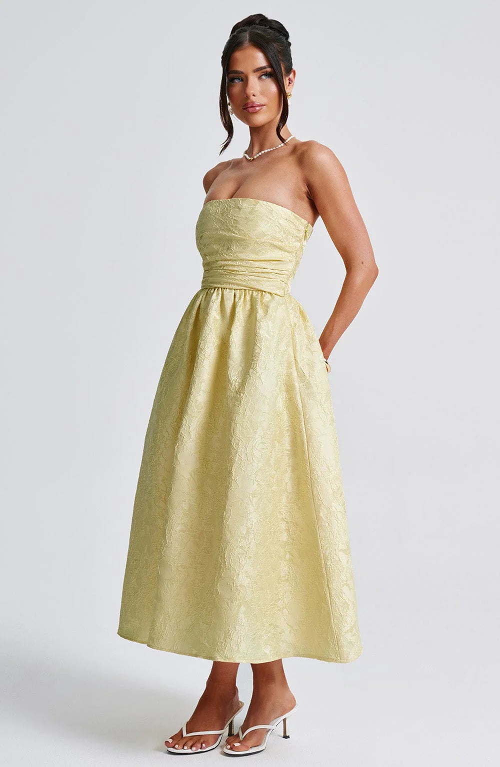 Women's Slim-fit Jacquard Satin Tube Top Dress Jovera Joyce