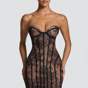 6 European And American Lace Bustier Sheath Dress Jovera Joyce