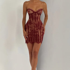 6 European And American Lace Bustier Sheath Dress Jovera Joyce