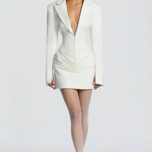 Elegant Suit-Style Collar Long-Sleeve Bodycon Chic Dress Jovera Joyce