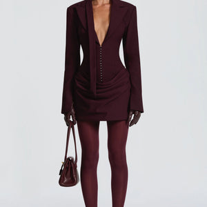 Elegant Suit-Style Collar Long-Sleeve Bodycon Chic Dress Jovera Joyce