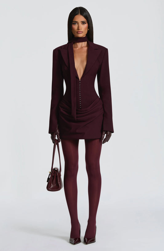 Elegant Suit-Style Collar Long-Sleeve Bodycon Chic Dress Jovera Joyce