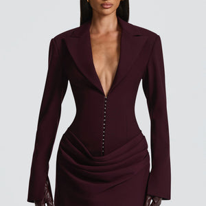 Elegant Suit-Style Collar Long-Sleeve Bodycon Chic Dress Jovera Joyce