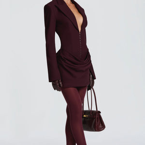 Elegant Suit-Style Collar Long-Sleeve Bodycon Chic Dress Jovera Joyce