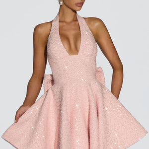 European And American-style Bow-tied Halter Dress Jovera Joyce
