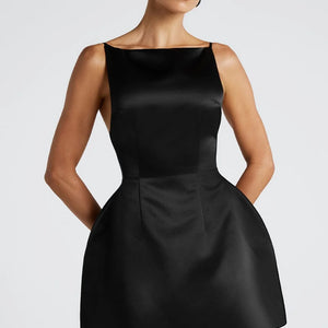 Solid-color Sexy Tank Top With Adjustable Straps Backless Mini Dress Jovera Joyce