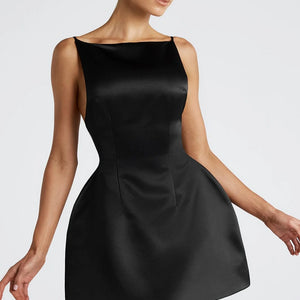 Solid-color Sexy Tank Top With Adjustable Straps Backless Mini Dress Jovera Joyce