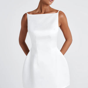 Solid-color Sexy Tank Top With Adjustable Straps Backless Mini Dress Jovera Joyce
