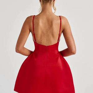 Solid-color Sexy Tank Top With Adjustable Straps Backless Mini Dress Jovera Joyce