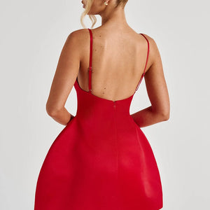 Solid-color Sexy Tank Top With Adjustable Straps Backless Mini Dress Jovera Joyce