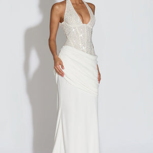 Body-con Sparkle Irregular Draped Evening Dress Women's Long Gown Jovera Joyce