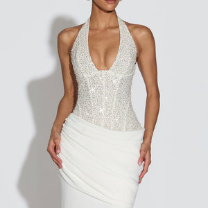 Body-con Sparkle Irregular Draped Evening Dress Women's Long Gown Jovera Joyce