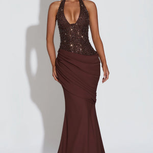 Body-con Sparkle Irregular Draped Evening Dress Women's Long Gown Jovera Joyce